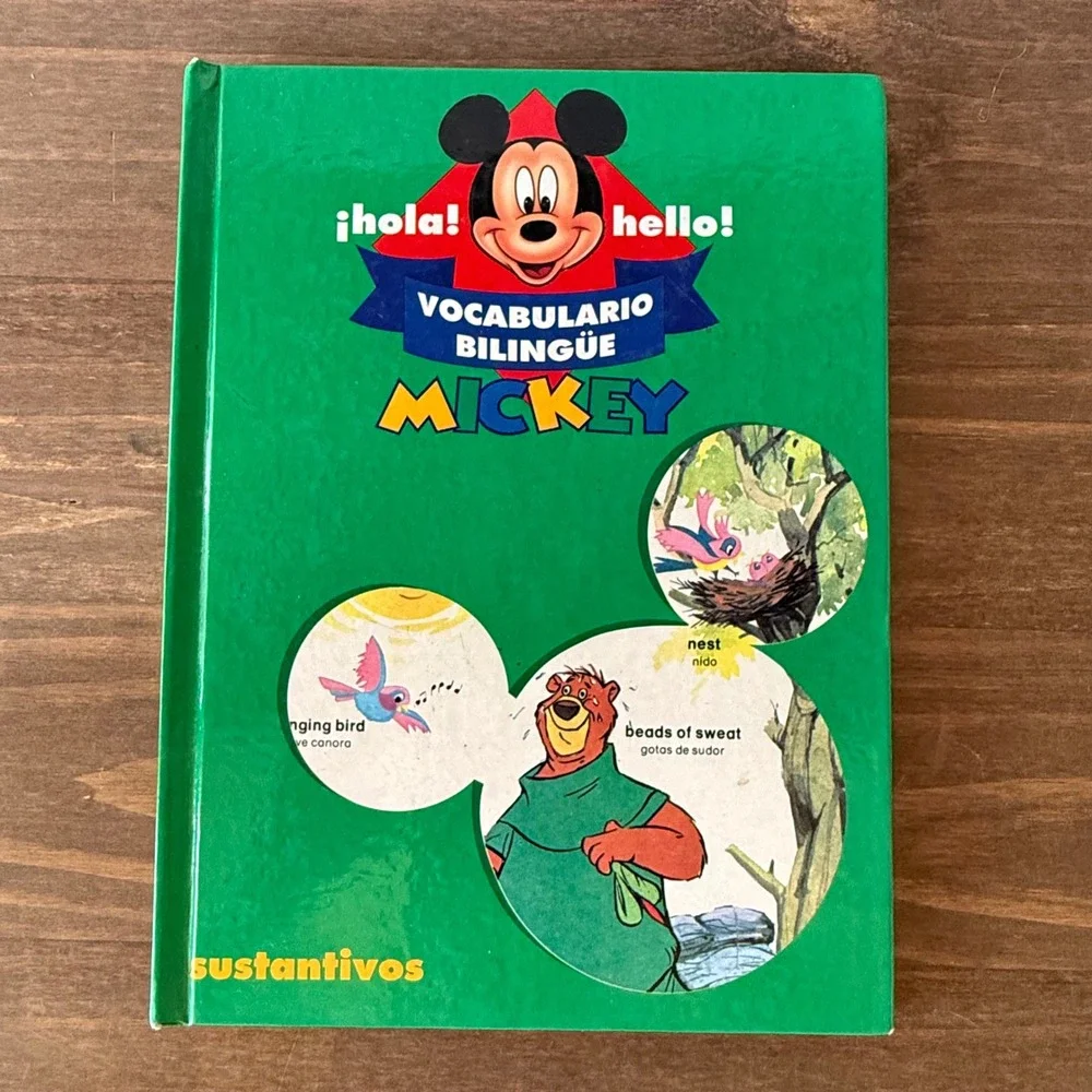 Lot of 4 Vintage Disney Mickey Mouse Bilingual Spanish English Vocabulary Books